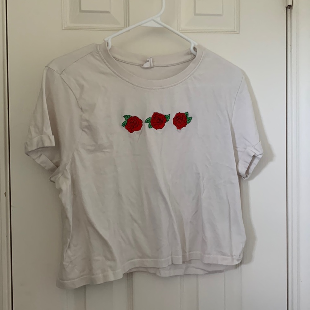 Embroidered Rose T-Shirt, a little cropped